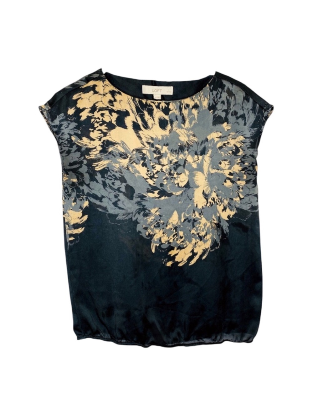 Ann Taylor Loft Top Charcoal Sleeveless Jewel Neckline Artsy. - XSP